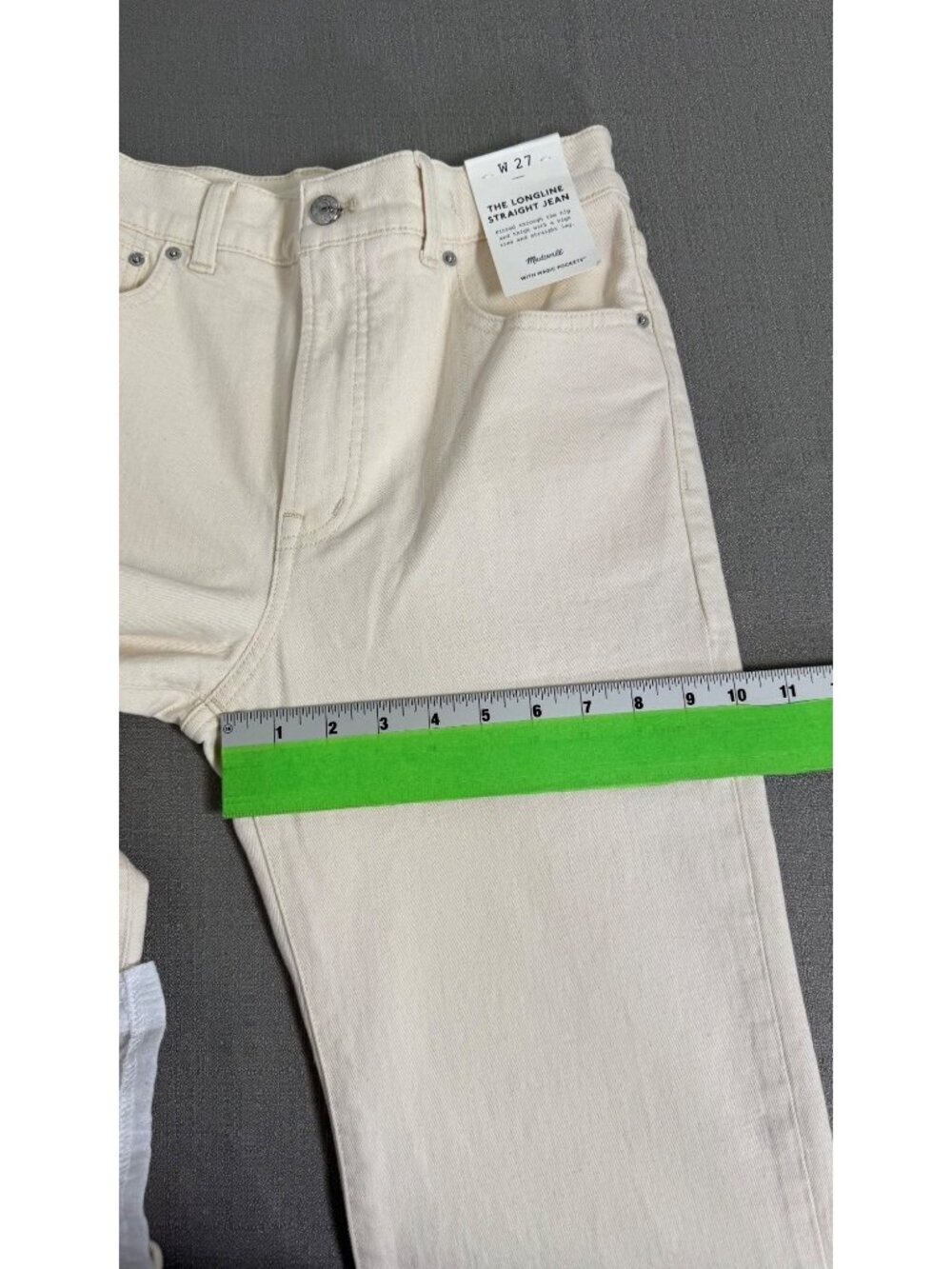 Madewell The Longline Straight Jean Cream Vintage Canvas Size 27 Stretch - Picture 13 of 16